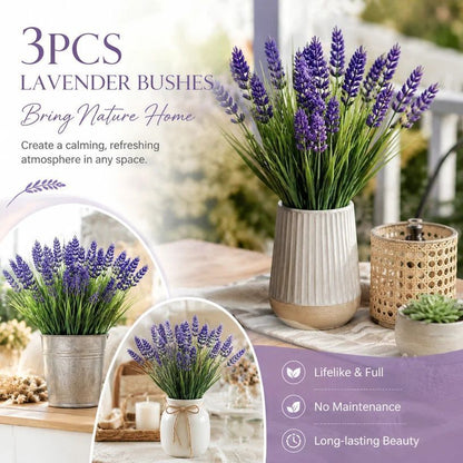 Purple 7 Fork Artificial Lavender Bouquet Spring Grass Fake Flower Decor 3 Pack