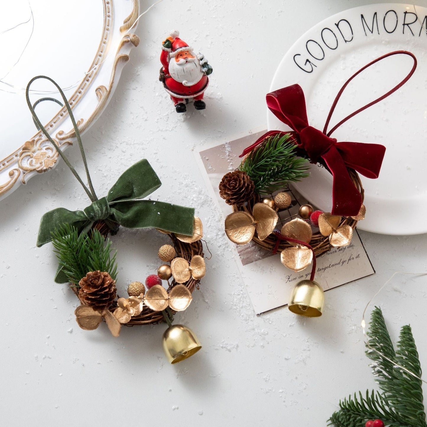 D3 Pinecone Double Bells Green 2 Pack Kemu |Fashion Home Kitchen Beauty