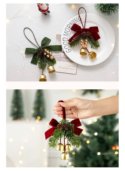 D6 Wood Strip Pinecone Double Bells Red 2 Pack Kemu |Fashion Home Kitchen Beauty