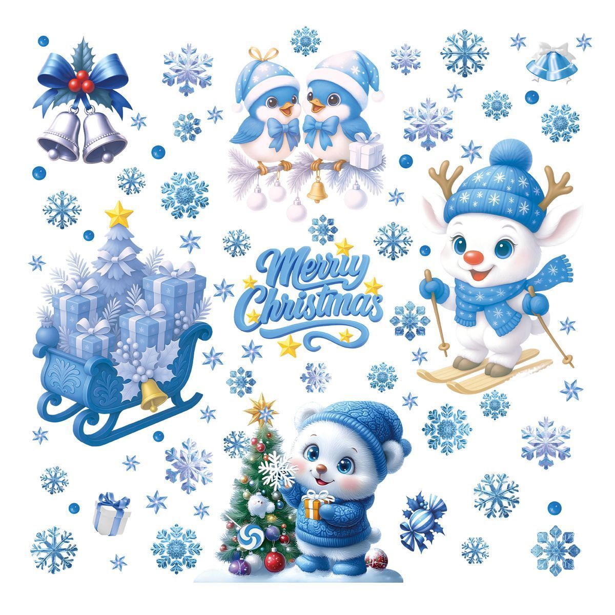 6 Styles Christmas Window Stickers Pack-02 Kemu |Fashion Home Kitchen Beauty