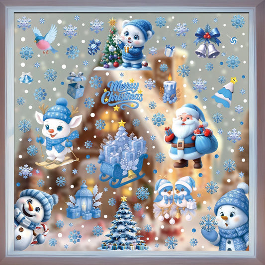 8 Styles Christmas Window Stickers Pack Kemu |Fashion Home Kitchen Beauty