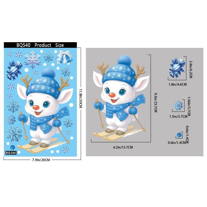 9 Styles Christmas Window Stickers Pack Kemu |Fashion Home Kitchen Beauty