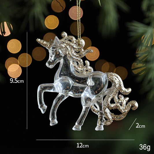 2pcs Unicorn C Christmas Ornament Props Kemu |Fashion Home Kitchen Beauty