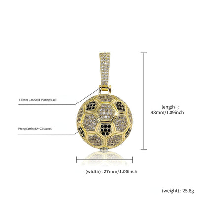 Football Hollow Pendant Necklace, Synthetic Zirconia Setting, Hip Hop Sporty Style, Trendy and Versatile.(silver) Kemu |Fashion Home Kitchen Beauty