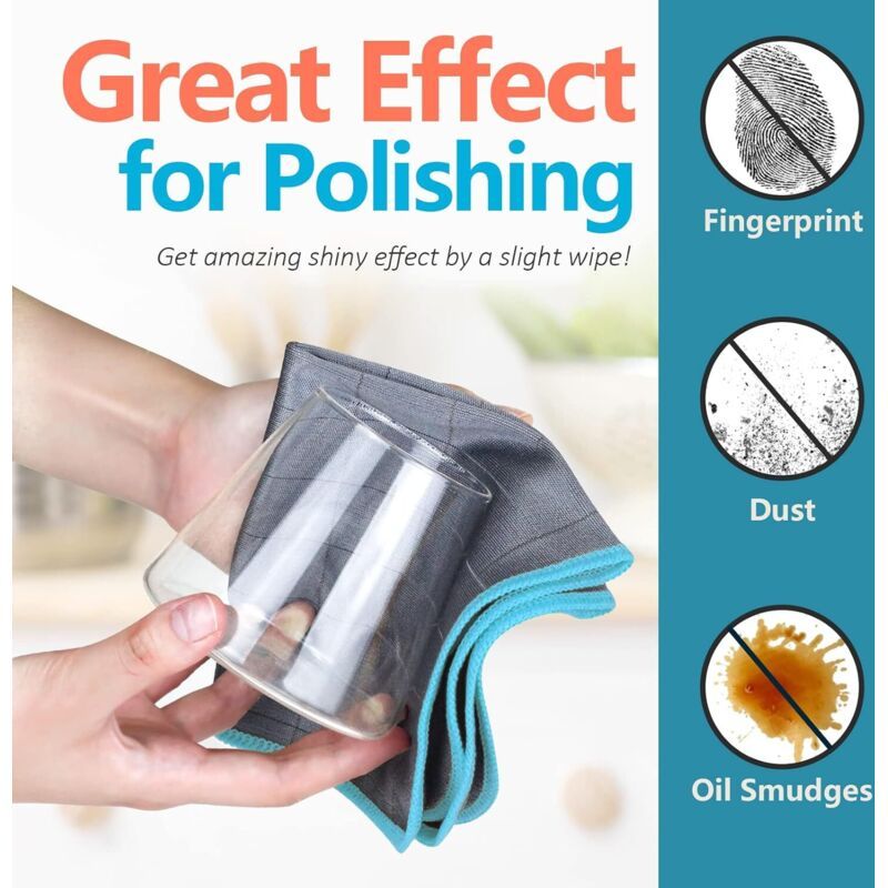 400GSM Microfiber Carbon Magic Cloth Cleaning Towel Washable Non Trace Absorbent Polishing Towel Kemu |Fashion Home Kitchen Beauty