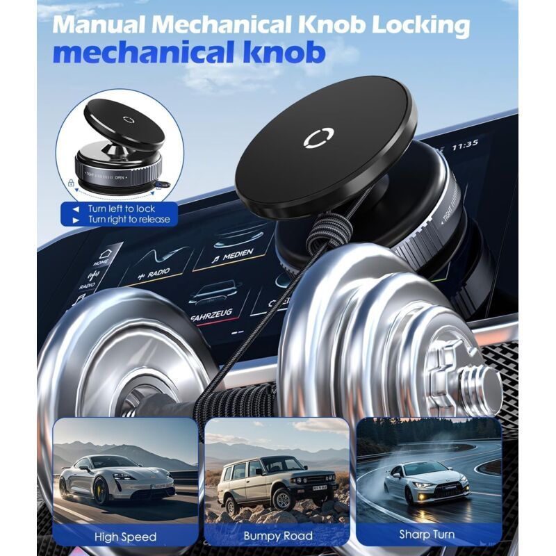 Magnetic Suction Cup Car Phone Holder Compatible with MagSafe Black, for Mirror and Glass and Gym Kemu |Fashion Home Kitchen Beauty
