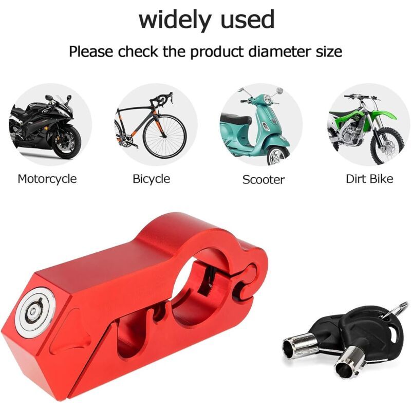 Motorcycle Brake Lock Red, Theft Security Lock Aluminum Alloy Motorcycle Handlebar Lock Anti Kemu |Fashion Home Kitchen Beauty