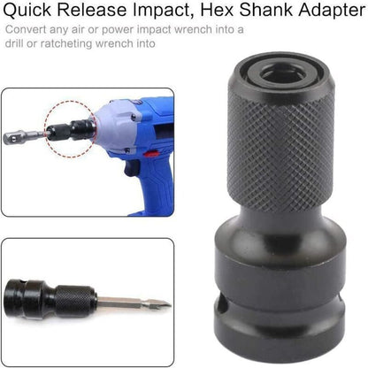 2 Pcs Impact Wrench Bit in Steel Socket Screwdriver Bit with Accessories Adapters for Hex Black, 0.25 in Kemu |Fashion Home Kitchen Beauty