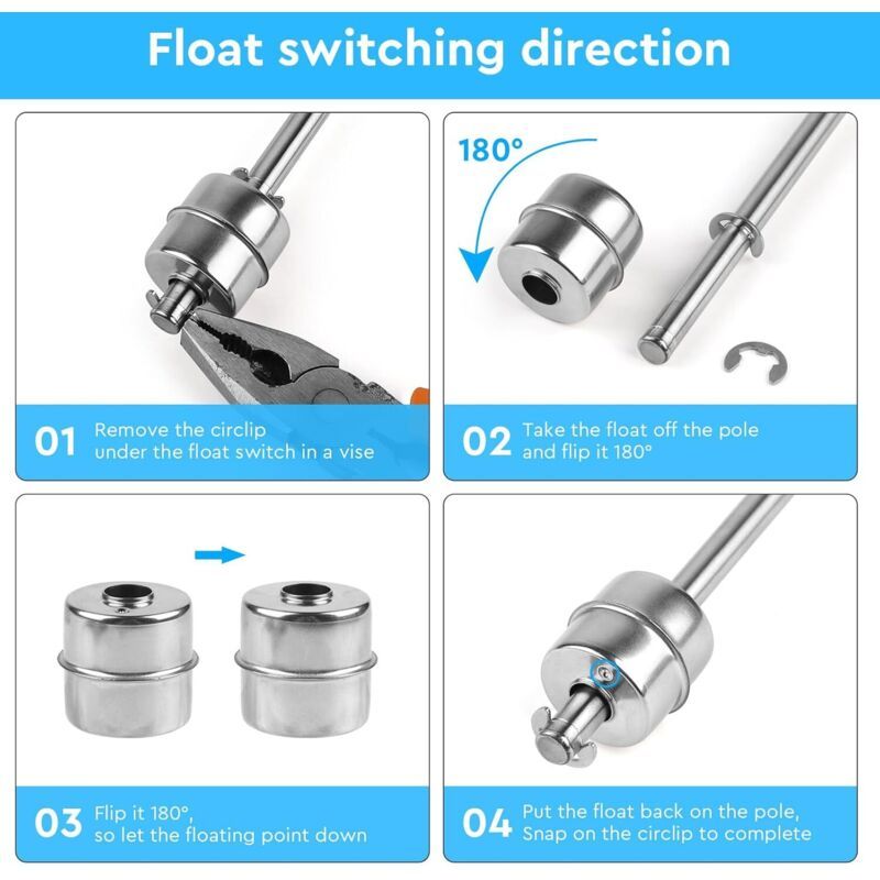 Float Switch in Stainless Steel Water Level Regulator 0 220 V Pool, Pond Liquid Level Sensor Water Level Sensor M10, for Pump a Water, 150 mm Kemu |Fashion Home Kitchen Beauty