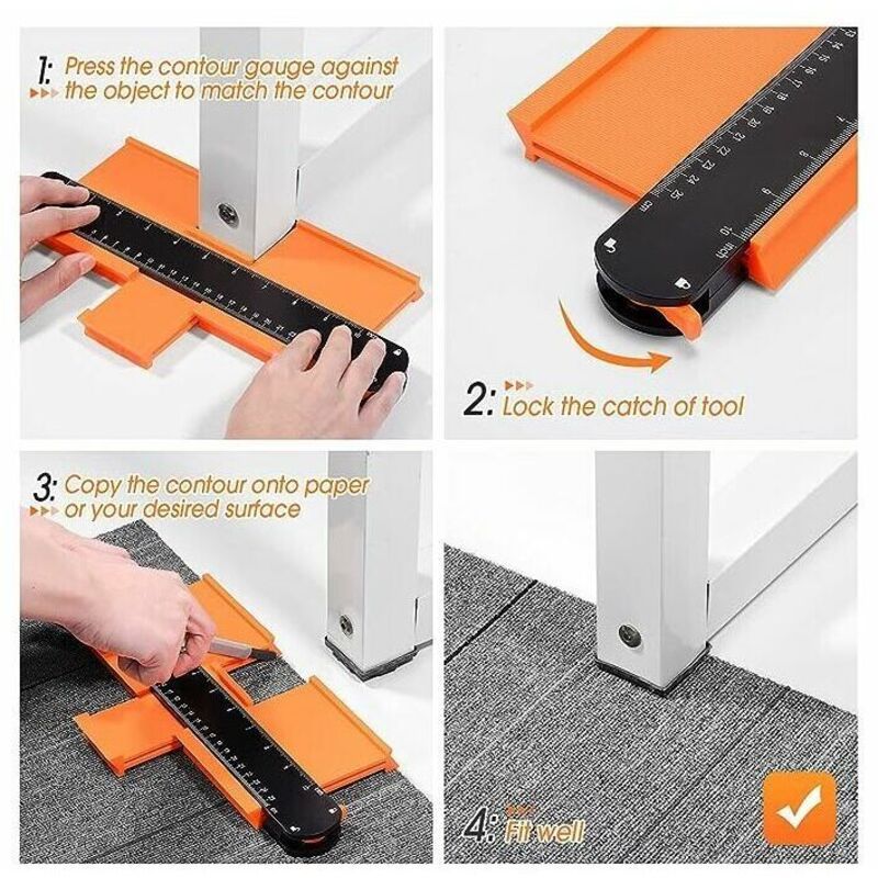 Lockable Contour Gauge Wood, 2, Laminate Marking Tool Piece Contour Profile Copier Duplication with Adjustable Function Kemu |Fashion Home Kitchen Beauty