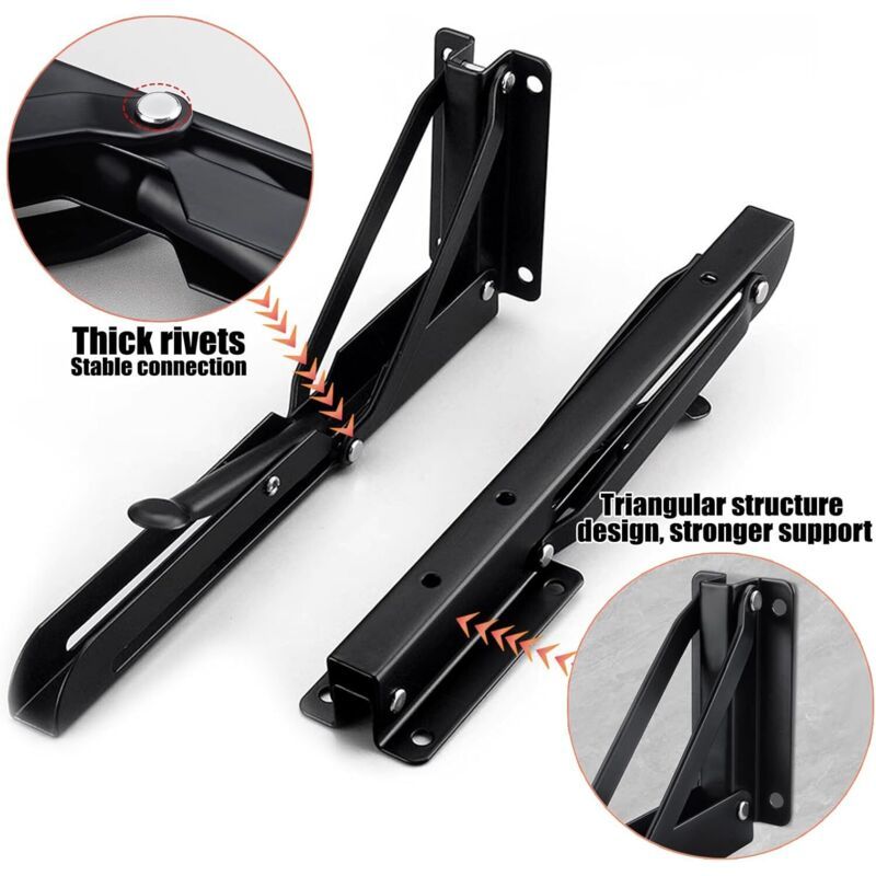 2 Pcs Heavy Duty Folding Shelf Brackets Wall, Mounted Fold Down Supports, 150kg Load Capacity, 500mm Kemu |Fashion Home Kitchen Beauty