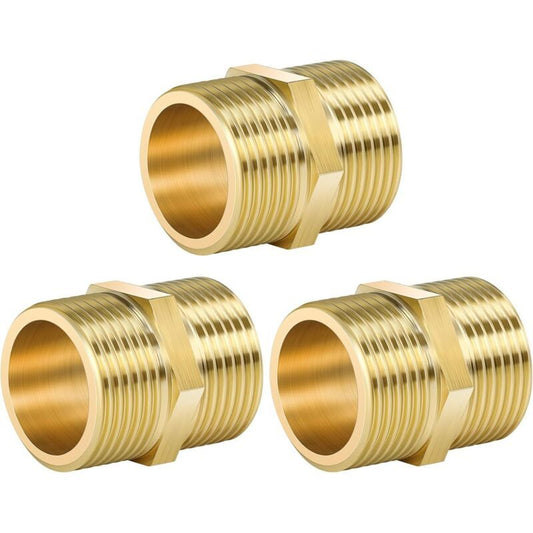 3 Pcs Double Nipple Thread Outdoor in Brass Rust, Robust and Anti-Double Hexagonal Nipple Fittings in Brass Suitable for Drinking Water, 0.75 Inch Kemu |Fashion Home Kitchen Beauty