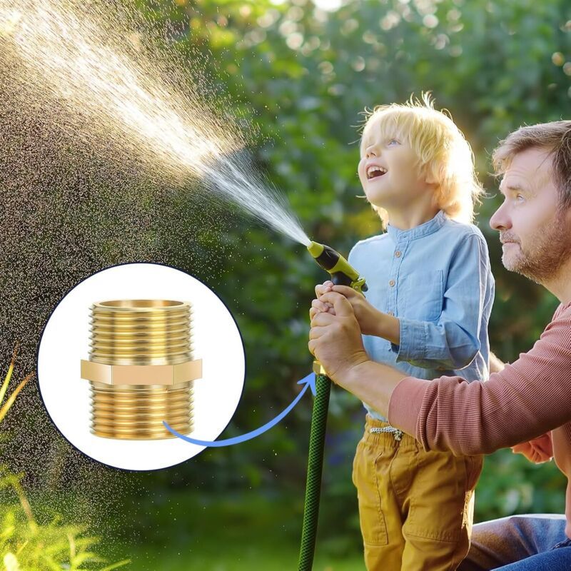 3 Pcs Double Nipple Thread Outdoor in Brass Rust, Robust and Anti-Double Hexagonal Nipple Fittings in Brass Suitable for Drinking Water, 0.75 Inch Kemu |Fashion Home Kitchen Beauty