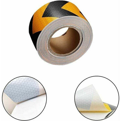 Hazard Warning Reflective Arrow Tape Yellow Black Self-Adhesive Safety Conspicuity Reflector Marking Tape for Signage Kemu |Fashion Home Kitchen Beauty