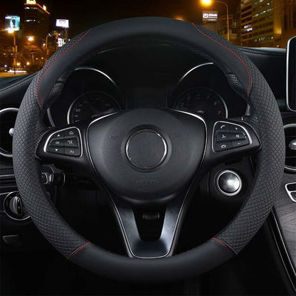 Car Steering Wheel Cover Red Black and, Anti-Slip Elastic, Breathable Carbon Fiber Steering Wheel Cover, 3739CM Kemu |Fashion Home Kitchen Beauty