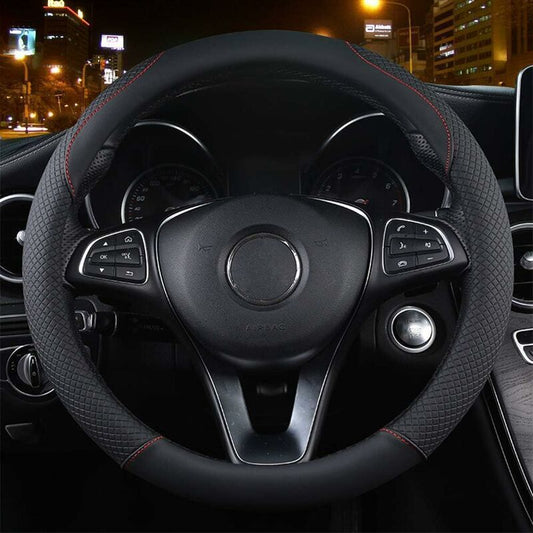 Car Steering Wheel Cover Red Black and, Anti-Slip Elastic, Breathable Carbon Fiber Steering Wheel Cover, 3739CM Kemu |Fashion Home Kitchen Beauty