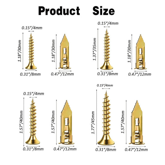 380 Pcs Self-Drilling Wall Anchors and Screw Kit Drywall Fixing Anchors Repair Tools Fasteners for Mounting Furniture on Moist Drywall Kemu |Fashion Home Kitchen Beauty