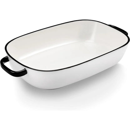 White Ceramic Rectangular Baking Dish, Oven Microwave Refrigerator Disinfection Cabinet and Dishwasher Safe Casserole Pan, 6 Quart, 16 x 11 in Kemu |Fashion Home Kitchen Beauty