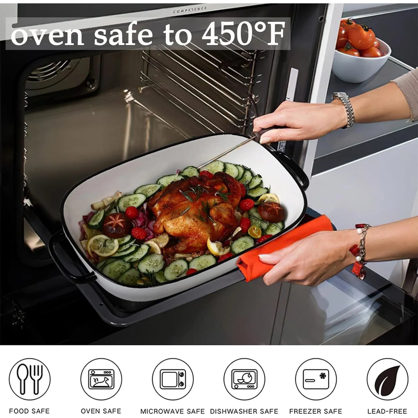 White Ceramic Rectangular Baking Dish, Oven Microwave Refrigerator Disinfection Cabinet and Dishwasher Safe Casserole Pan, 6 Quart, 16 x 11 in Kemu |Fashion Home Kitchen Beauty