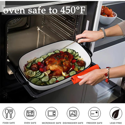 White Ceramic Rectangular Baking Dish, Oven Microwave Refrigerator Disinfection Cabinet and Dishwasher Safe Casserole Pan, 6 Quart, 16 x 11 in Kemu |Fashion Home Kitchen Beauty