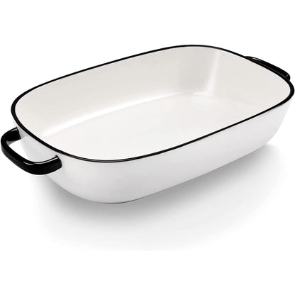White Ceramic Rectangular Baking Dish, Oven Microwave Refrigerator Disinfection Cabinet and Dishwasher Safe Casserole Pan, 6 Quart, 16 x 11 in Kemu |Fashion Home Kitchen Beauty