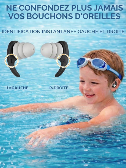 3 Pair Reusable Silicone Swimming Earplugs for Children Age 4 to 12, Waterproof Ear Protection