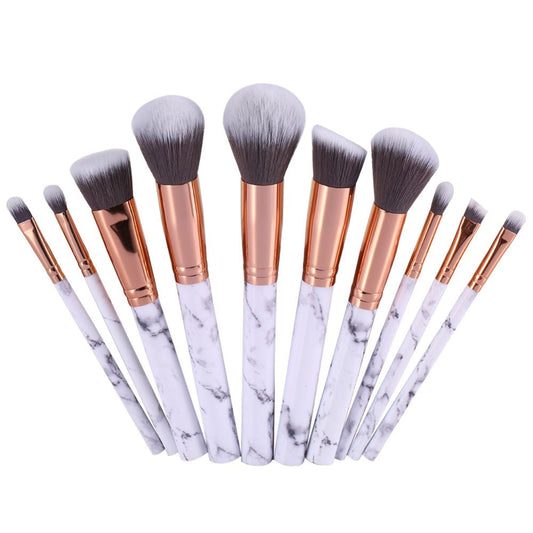 10pcs Professional Makeup Brushes Set in Marble White
