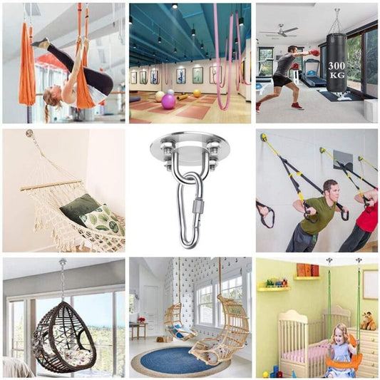 1 Pieces Heavy Duty Ceiling Hook, 450KG Capacity Stainless Steel Hammock Hanging Kit 180 Rotation for Concrete Wood Sets, Hanging Chair, Hanging Lamp