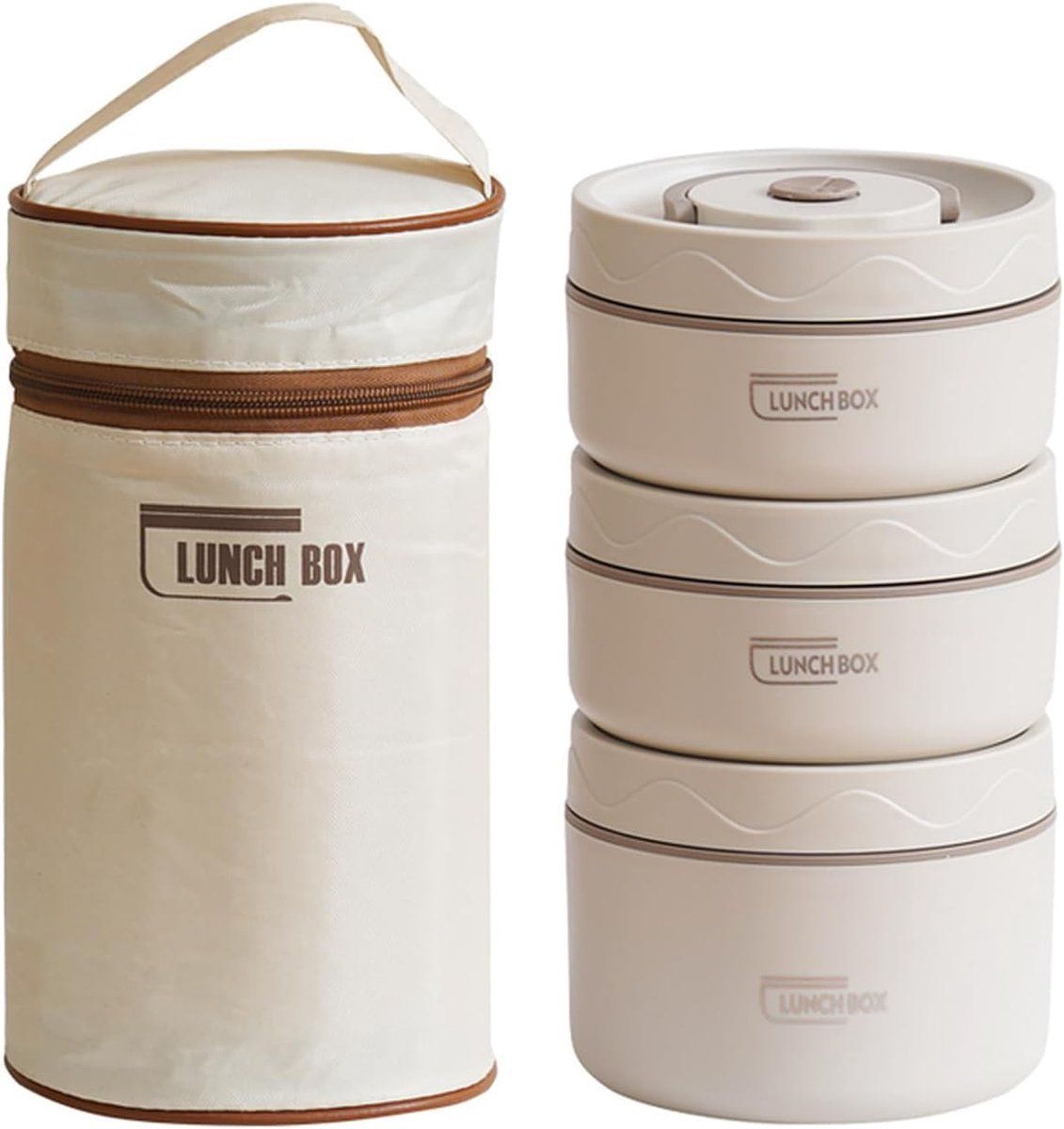 Stainless Steel Bento Lunch Box With 3 Stackable Layers, Leakproof Vacuum Insulated Food Container With Carry Bag For Office And Picnic, White, 440 ml Kemu |Fashion Home Kitchen Beauty