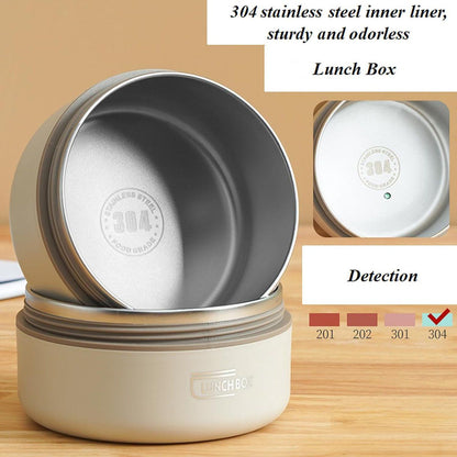 Stainless Steel Bento Lunch Box With 3 Stackable Layers, Leakproof Vacuum Insulated Food Container With Carry Bag For Office And Picnic, White, 440 ml Kemu |Fashion Home Kitchen Beauty