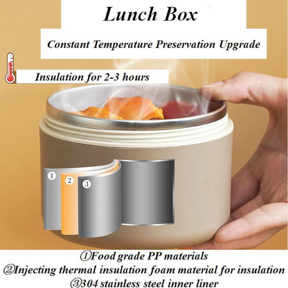 Stainless Steel Bento Lunch Box With 3 Stackable Layers, Leakproof Vacuum Insulated Food Container With Carry Bag For Office And Picnic, White, 440 ml Kemu |Fashion Home Kitchen Beauty