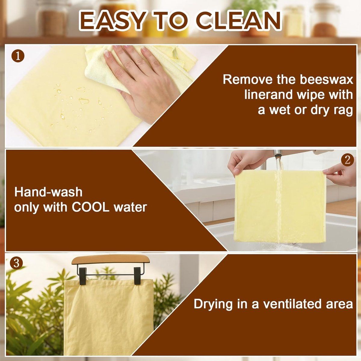 2 Pack Beeswax Bread Bags, Cotton Reusable Food Storage Bags For Homemade Bread Baking And Camping, Natural Beige, 42 x 32 cm Kemu |Fashion Home Kitchen Beauty