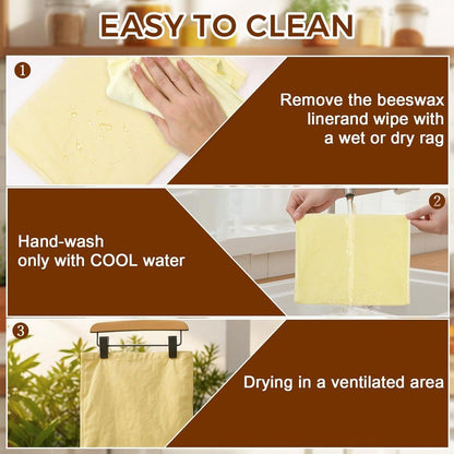 2 Pack Beeswax Bread Bags, Cotton Reusable Food Storage Bags For Homemade Bread Baking And Camping, Natural Beige, 42 x 32 cm Kemu |Fashion Home Kitchen Beauty