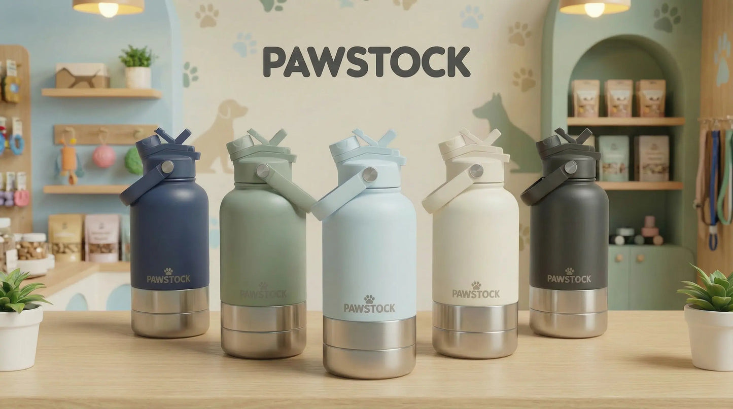 Pawstock 3-in-1 Insulated Dog Water Bottle with Dual Bowls – 1L Stainless Steel Travel Bottle-Rainforest Green Kemu |Fashion Home Kitchen Beauty