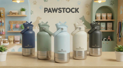 Pawstock 3-in-1 Insulated Dog Water Bottle with Dual Bowls – 1L Stainless Steel Travel Bottle-Rainforest Green Kemu |Fashion Home Kitchen Beauty