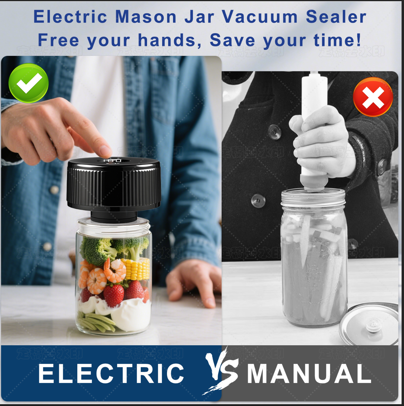 Portable Mason Jar Vacuum Sealer White, Rechargeable Electric Jar Sealer with LED Display, One-Touch Operation, Type-C Charging, for Mason Jars, Vacuum Bags & Lunch Boxes Kemu |Fashion Home Kitchen Beauty
