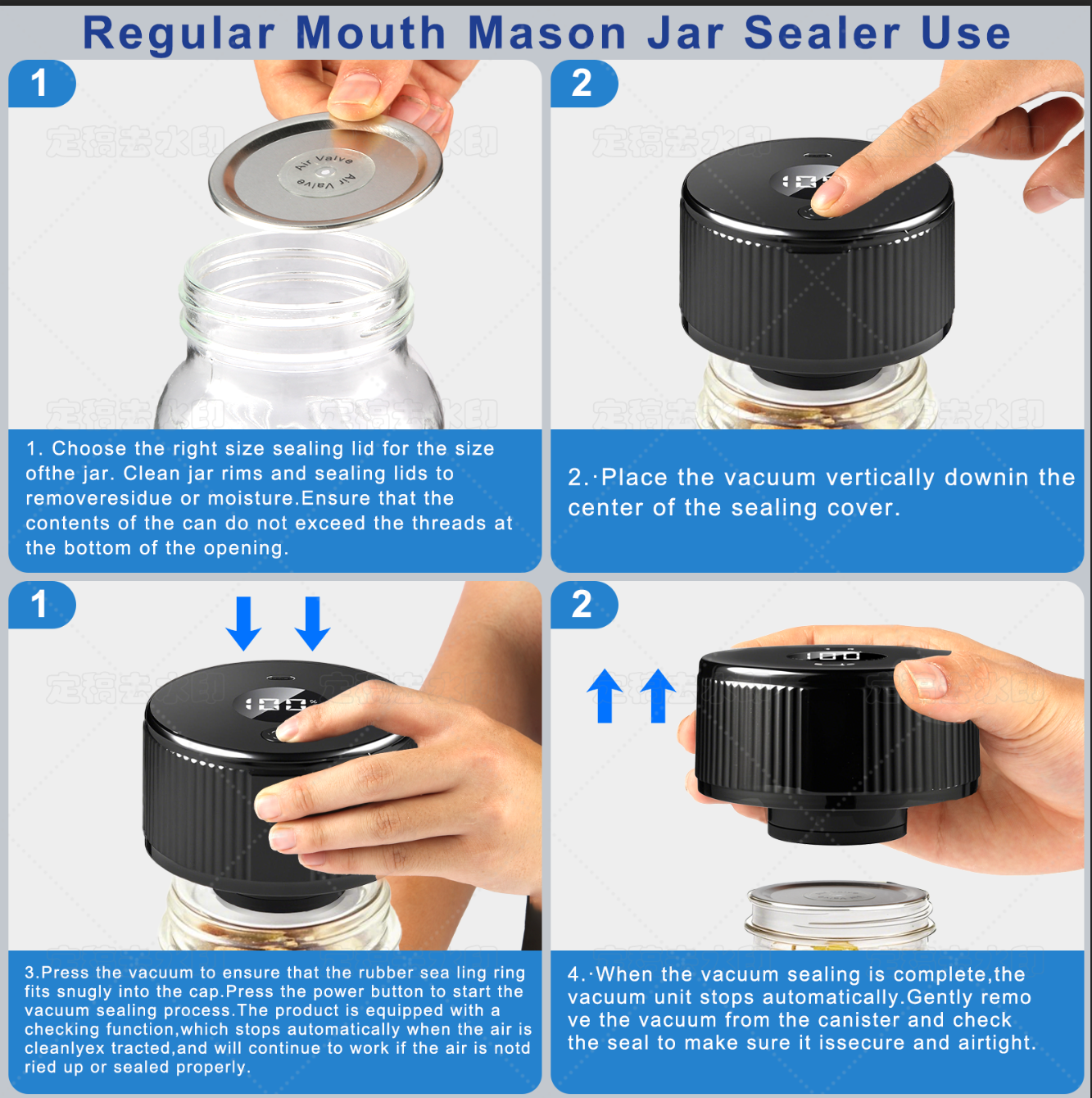 Portable Mason Jar Vacuum Sealer White, Rechargeable Electric Jar Sealer with LED Display, One-Touch Operation, Type-C Charging, for Mason Jars, Vacuum Bags & Lunch Boxes Kemu |Fashion Home Kitchen Beauty
