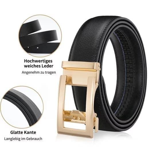 Unisex Double‑Sided Leather Ratchet Belt, Hole‑Free Adjustable Alloy Buckle for Men & Women(Brown） Kemu |Fashion Home Kitchen Beauty