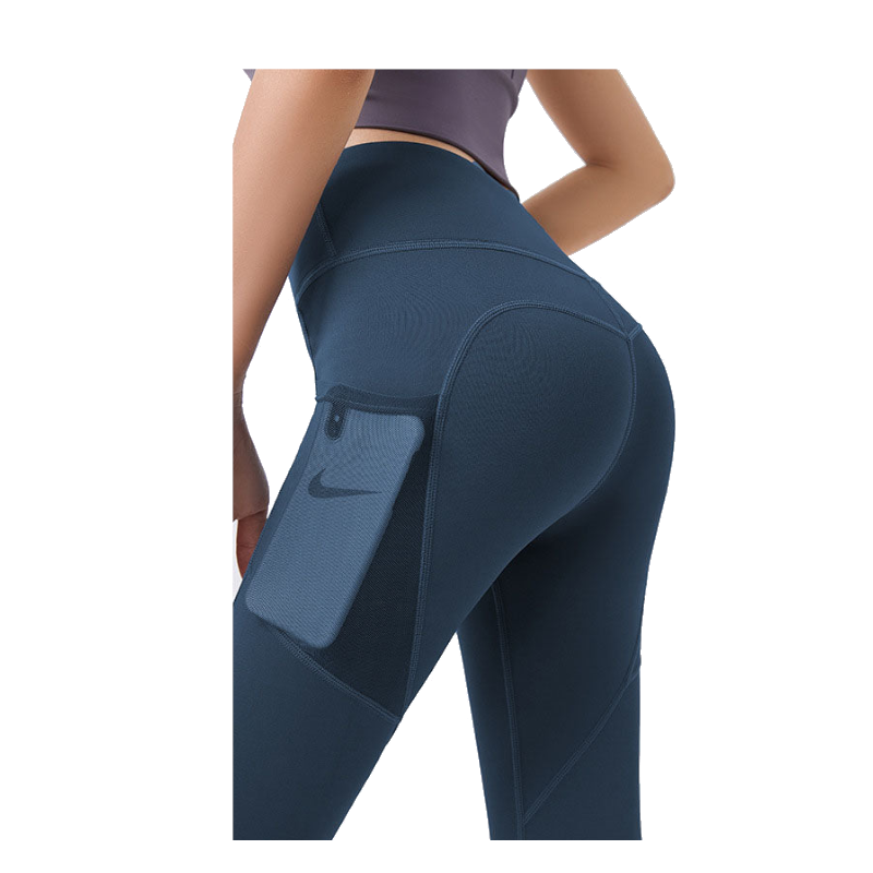Hod Health & Home High Waist Tummy Control Yoga Leggings With Pocket For Women - Blue - M