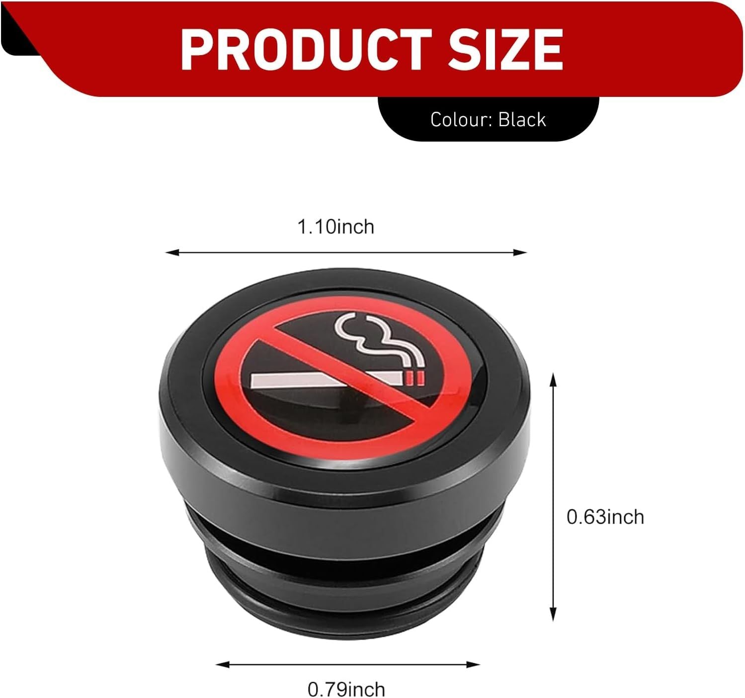 Car Cigarette Lighter Socket Cover, No Smoking Sign Safety Cap with Sealing Rubber Ring, Waterproof Anti-rust Decorative Plug, 12 Volt Power Source Car Outlet Protector (Black) Kemu |Fashion Home Kitchen Beauty