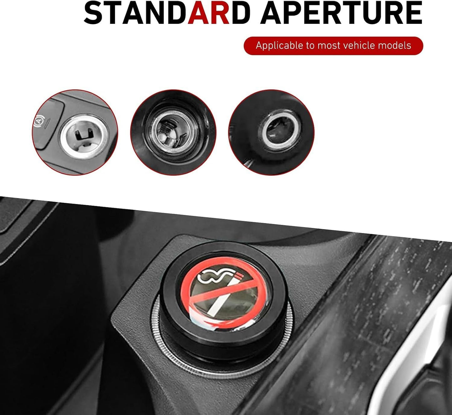 Car Cigarette Lighter Socket Cover, No Smoking Sign Safety Cap with Sealing Rubber Ring, Waterproof Anti-rust Decorative Plug, 12 Volt Power Source Car Outlet Protector (Black) Kemu |Fashion Home Kitchen Beauty