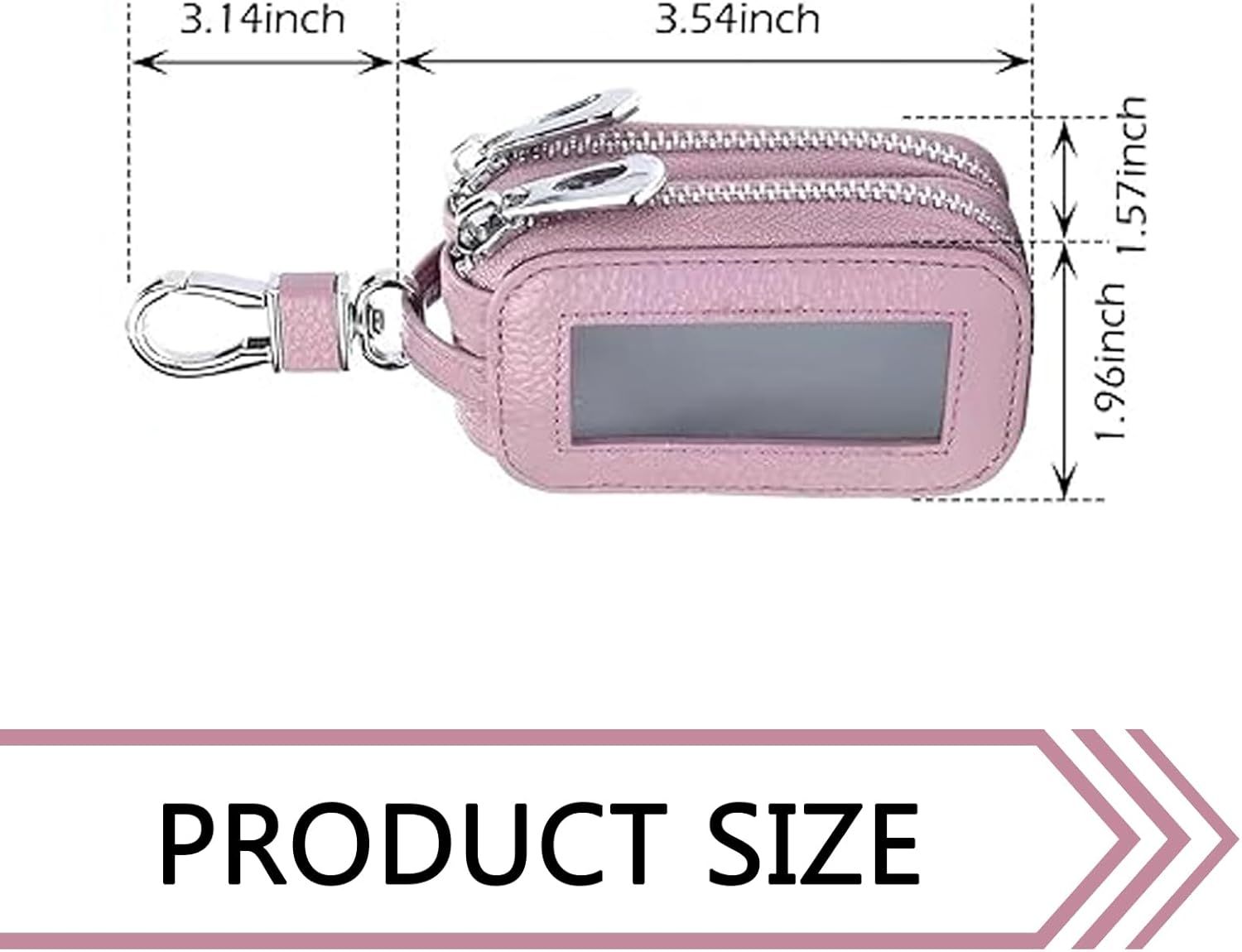 Car Key Fob Case, Double-layer Remote Key Storage Bag with Zipper Closure and Lanyard, for Men Women (Pink) Kemu |Fashion Home Kitchen Beauty