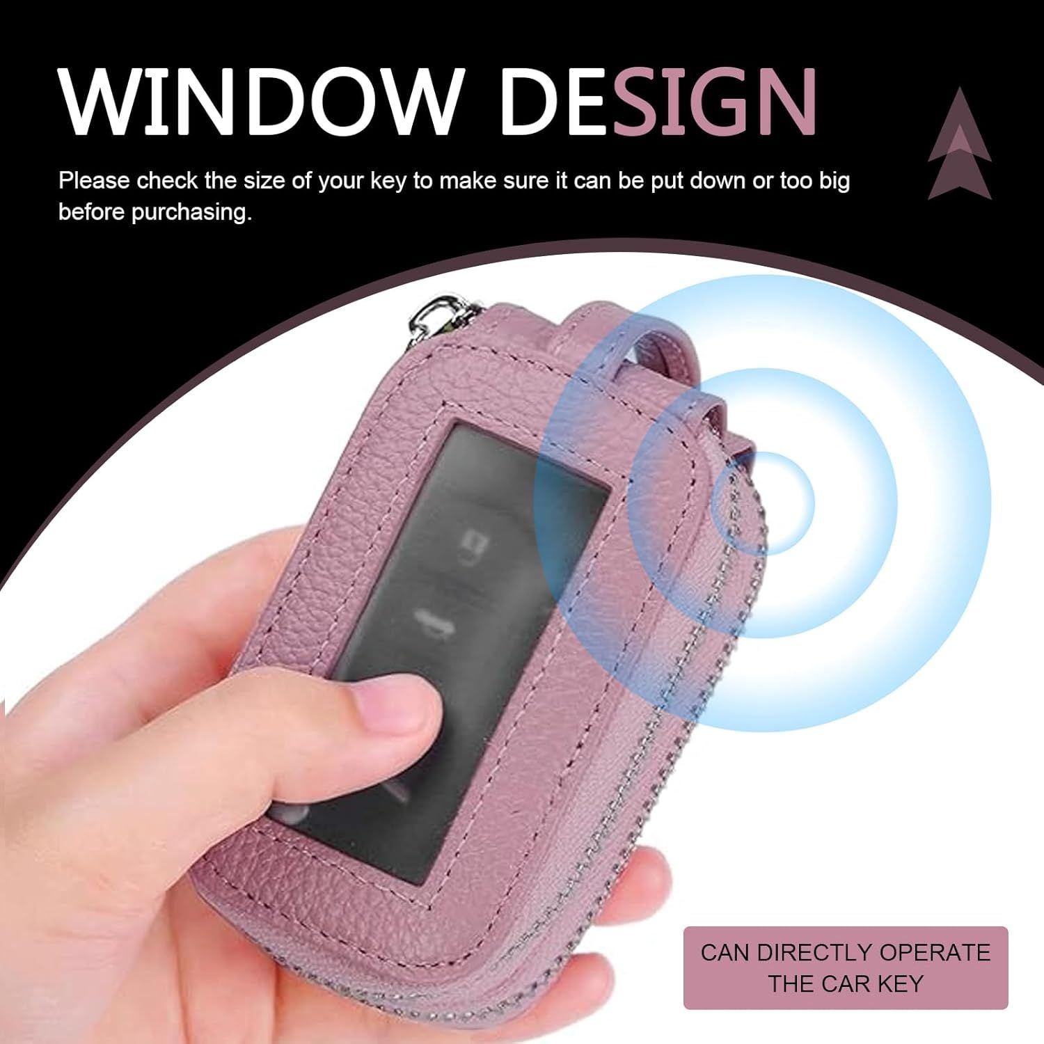 Car Key Fob Case, Double-layer Remote Key Storage Bag with Zipper Closure and Lanyard, for Men Women (Pink) Kemu |Fashion Home Kitchen Beauty