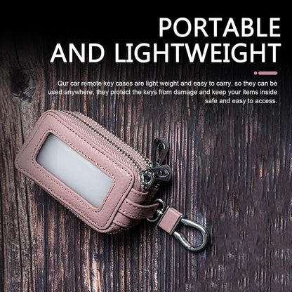 Car Key Fob Case, Double-layer Remote Key Storage Bag with Zipper Closure and Lanyard, for Men Women (Pink) Kemu |Fashion Home Kitchen Beauty