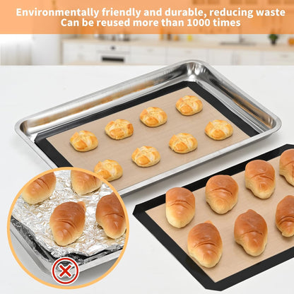 2-Pack Silicone Baking Mats – Non-Stick Reusable BPA-Free Oven Liners, 100% Food-Grade Silicone, Fit Half Sheet Pans (16.54" x 11.62") for Cookies, Pastry & More Orange/Beige, 0.4mm Kemu |Fashion Home Kitchen Beauty