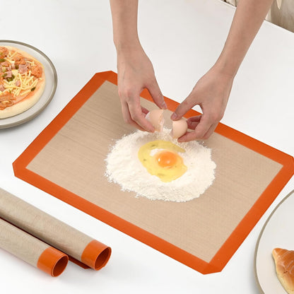 2-Pack Silicone Baking Mats – Non-Stick Reusable BPA-Free Oven Liners, 100% Food-Grade Silicone, Fit Half Sheet Pans (16.54" x 11.62") for Cookies, Pastry & More Orange/Beige, 0.4mm Kemu |Fashion Home Kitchen Beauty