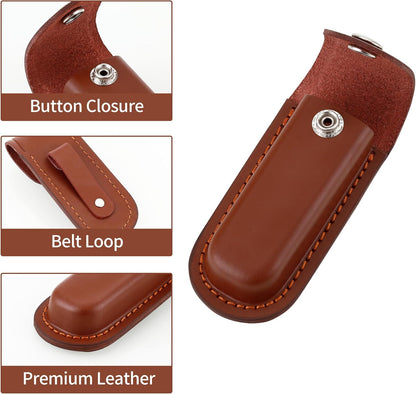Pocket Knife Sheath, 4" Folding Pocket EDC Knife Case, Portable Pouch Knife Leather Holster with Snap Closure and Belt Loop, Accessory for Outdoor Climbing, Camping, Cycling and Hiking, Brown Kemu |Fashion Home Kitchen Beauty