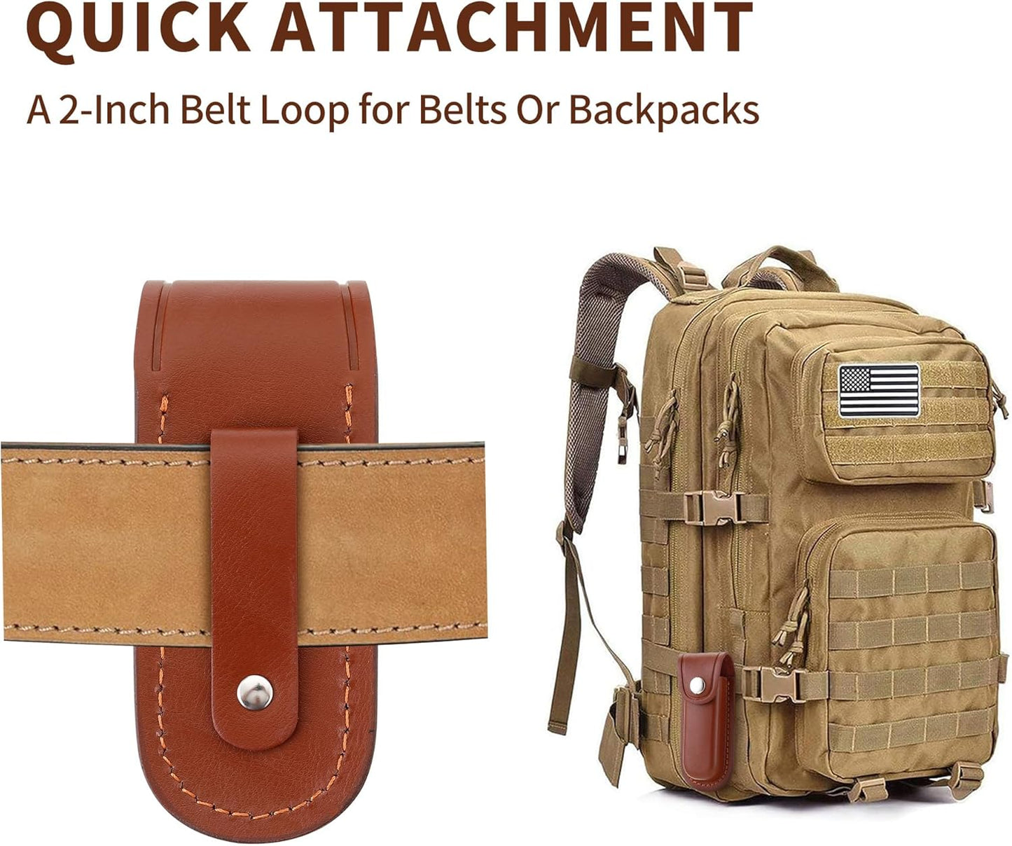 Pocket Knife Sheath, 4" Folding Pocket EDC Knife Case, Portable Pouch Knife Leather Holster with Snap Closure and Belt Loop, Accessory for Outdoor Climbing, Camping, Cycling and Hiking, Brown Kemu |Fashion Home Kitchen Beauty