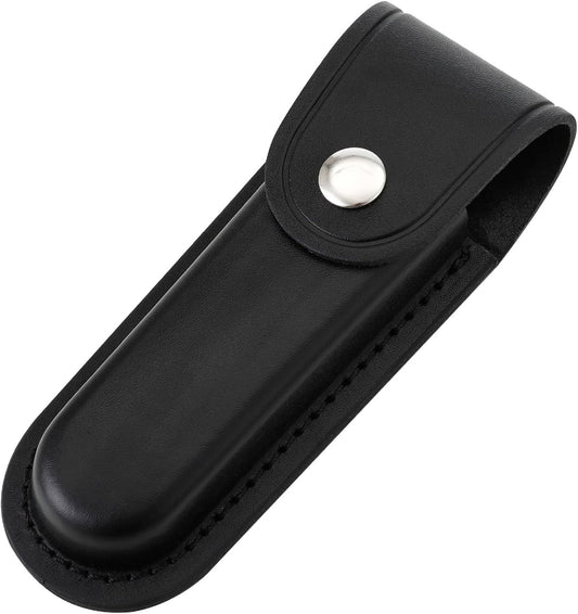 Pocket Knife Sheath, 5" Folding Pocket EDC Knife Case, Portable Pouch Knife Leather Holster with Snap Closure and Belt Loop, Accessory for Outdoor Climbing, Camping, Cycling and Hiking, Black Kemu |Fashion Home Kitchen Beauty