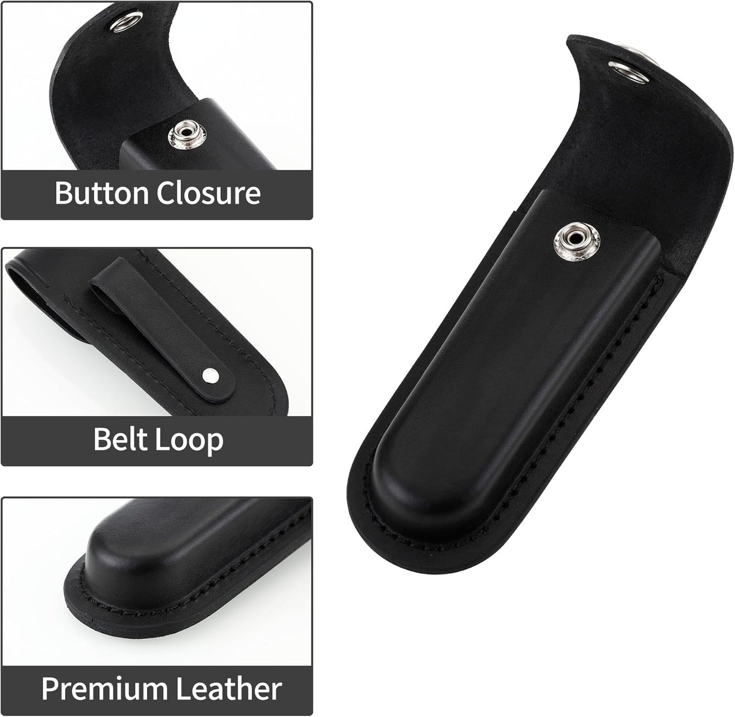Pocket Knife Sheath, 5" Folding Pocket EDC Knife Case, Portable Pouch Knife Leather Holster with Snap Closure and Belt Loop, Accessory for Outdoor Climbing, Camping, Cycling and Hiking, Black Kemu |Fashion Home Kitchen Beauty